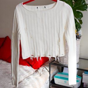 Forever 21 Cropped Distressed Sweater